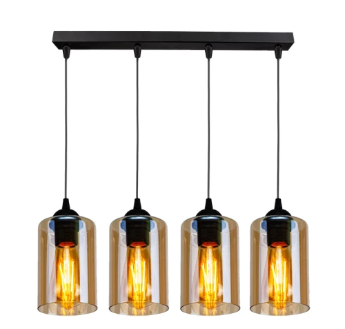 Bistro lampa wisząca czarny 4x40w e27 klosz brązowy 34-00552 Candellux