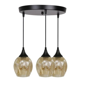 Aspa lampa wisząca czarny talerz 3x40w e27 klosz brązowy 33-00613 Candellux