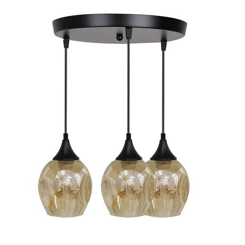Aspa lampa wisząca czarny talerz 3x40w e27 klosz brązowy 33-00613 Candellux