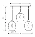 Aspa lampa wisząca czarny 3x40w e27 klosz brązowy 33-00606 Candellux