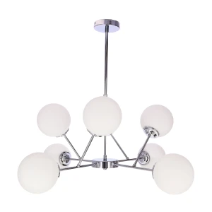 BELWEDER lampa wisząca sufitowa 8x40W E14 chromowana oprawa biały klosz elegancka klasyczna do salonu jadalni sypialni żyrandol błyszczący 38-39866 Candellux