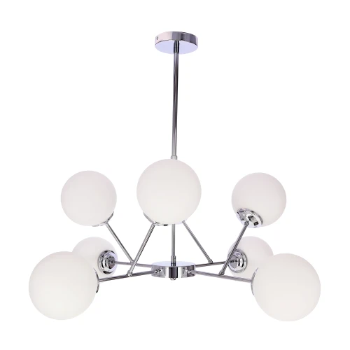 BELWEDER lampa wisząca sufitowa 8x40W E14 chromowana oprawa biały klosz elegancka klasyczna do salonu jadalni sypialni żyrandol błyszczący 38-39866 Candellux