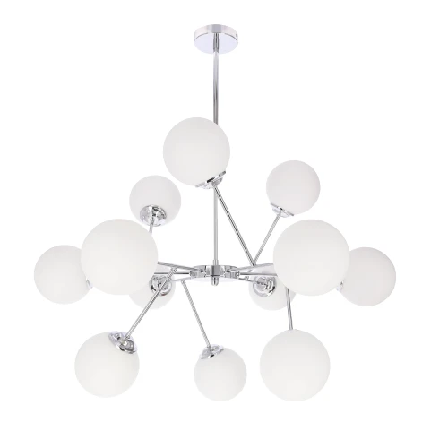 BELWEDER lampa wisząca sufitowa 12x40W E14 chromowana oprawa biały klosz żyrandol elegancki klasyczny glamour do salonu jadalni dużych wnętrz 30-39828 Candellux