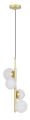 Lampa wisząca CORDEL elegancka - złoty mosiądz z białymi kloszami kulkami - designerska lampa do salonu 4x G9 LED 34-01559 Candellux