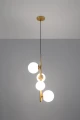Lampa wisząca CORDEL elegancka - złoty mosiądz z białymi kloszami kulkami - designerska lampa do salonu 4x G9 LED 34-01559 Candellux