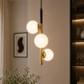 Duo lampa wisząca czarny matowy+złoty 3x15w e14 klosz biały 33-01276 Candellux