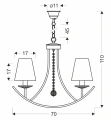 VITORIA lampa wisząca sufitowa 4x40W E14 patynowa oprawa miodowe abażury klasyczna elegancka do salonu jadalni sypialni vintage styl rustykalny 34-44884 Candellux
