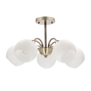 NESTOR Lampa wisząca patynowy 5x40W E27 klosz biały 35-34960 Candellux