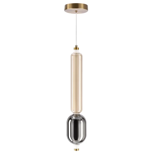 KELLY lampa wisząca złoty 8W LED 2700K klosz długi bursztynowy + dymiony 31-54517 Candellux