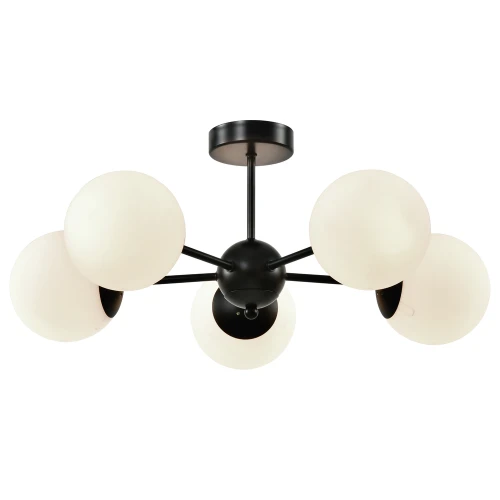 Calari lampa wisząca 5x40W E14 czarna z białymi kloszami elegancka klasyczna oprawa oświetleniowa do salonu jadalni kuchni sypialni styl retro 35-37466 Candellux