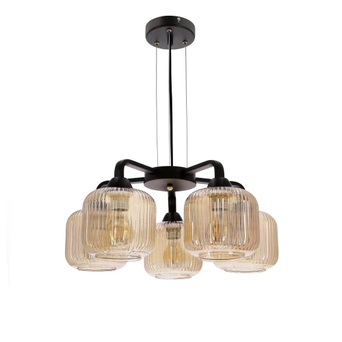 CAMPANA lampa wisząca czarny 5x60W E27 klosz bursztynowy 35-48233 Candellux