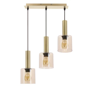 ALBERTO lampa wisząca mosiężny 3x40W E27 klosz bursztynowy 33-49018 Candellux