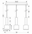 ALBERTO lampa wisząca mosiężny 3x40W E27 klosz bursztynowy 33-49018 Candellux