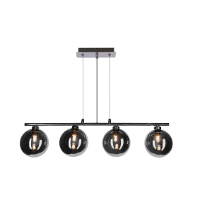 SOMUL lampa wisząca 4x20W G9 chrom klosze szklane 12 cm grafitowe nowoczesna elegancka oprawa oświetleniowa salon jadalnia kuchnia glamour 34-44259 Candellux