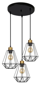 Primo lampa wisząca talerz czarny+złoty 3x60w e27 klosz czarny 33-06172 Candellux