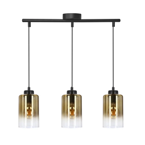 Aspra lampa wisząca czarny 3x60w e27 klosz bursztynowy 33-16270 Candellux