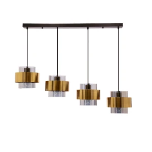 Spiega lampa wisząca czarny+mosiężny 4x60w e27 klosz dymiony 34-09517 Candellux