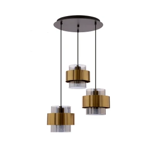 Spiega lampa wisząca talerz czarny+mosiężny 3x60w e27 klosz dymiony 33-09500 Candellux