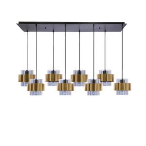 Spiega lampa wisząca czarny+mosiężny 8x60w e27 klosz dymiony 38-09524 Candellux