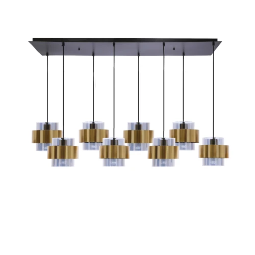 Spiega lampa wisząca czarny+mosiężny 8x60w e27 klosz dymiony 38-09524 Candellux