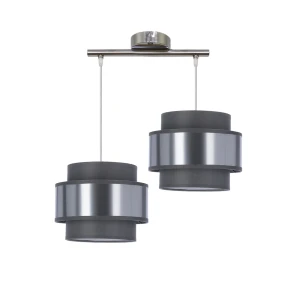 Hare lampa wisząca chromowy 2x60w e27 abażur szary+srebrny 32-18489 Candellux