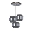 Hare lampa wisząca chromowy talerz 3x60w e27 abażur szary+srebrny 33-18496 Candellux