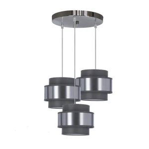 Hare lampa wisząca chromowy talerz 3x60w e27 abażur szary+srebrny 33-18496 Candellux