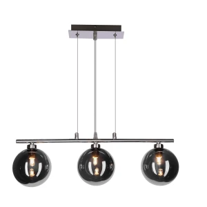 SOMUL lampa wisząca 3x20W G9 chrom klosze szklane 12 cm grafitowe nowoczesna elegancka oprawa oświetleniowa salon jadalnia kuchnia  33-44242 Candellux