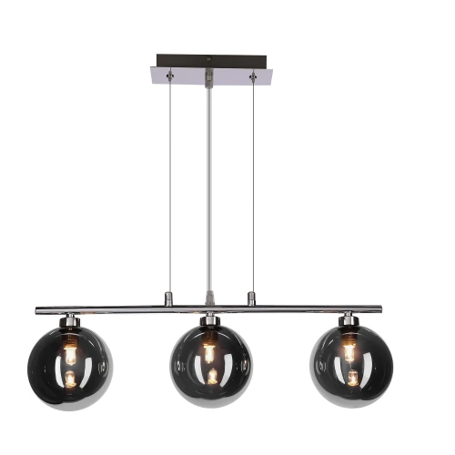 SOMUL lampa wisząca 3x20W G9 chrom klosze szklane 12 cm grafitowe nowoczesna elegancka oprawa oświetleniowa salon jadalnia kuchnia  33-44242 Candellux