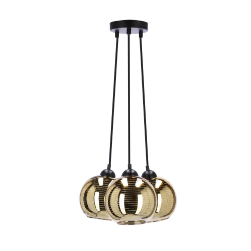 Trio lampa wisząca czarny 3x60w e27 klosz złoty 33-11961 Candellux