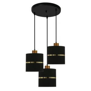 Assam lampa wisząca talerz czarny+złoty 3x60w e27 abażur czarny+złoty pasek 33-17468 Candellux