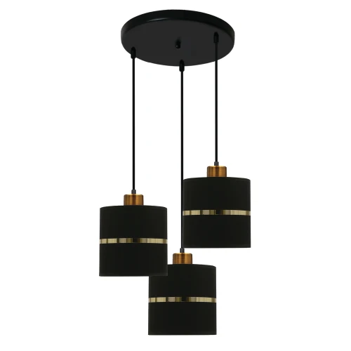 Assam lampa wisząca talerz czarny+złoty 3x60w e27 abażur czarny+złoty pasek 33-17468 Candellux