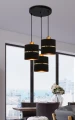 Assam lampa wisząca talerz czarny+złoty 3x60w e27 abażur czarny+złoty pasek 33-17468 Candellux
