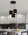 Assam lampa wisząca talerz czarny+złoty 3x60w e27 abażur czarny+złoty pasek 33-17468 Candellux
