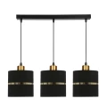 Assam lampa wisząca czarny+złoty 3x60w e27 abażur czarny+złoty pasek 33-17451 Candellux