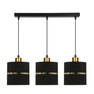 Assam lampa wisząca czarny+złoty 3x60w e27 abażur czarny+złoty pasek 33-17451 Candellux