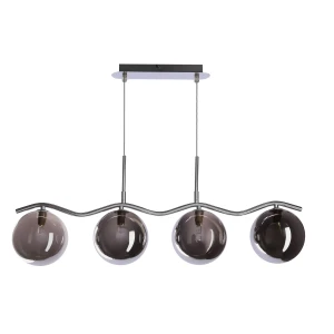 LUMOS lampa wisząca 4x20W G9 chrom klosze szklane  grafitowe nowoczesna elegancka oprawa oświetleniowa salon jadalnia sypialnia glamour 34-44266 Candellux