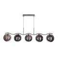LUMOS lampa wisząca sufitowa 5x20W G9 chrom szkło grafitowe klosz 14 cm nowoczesna oprawa oświetleniowa salon jadalnia 35-44280 Candellux
