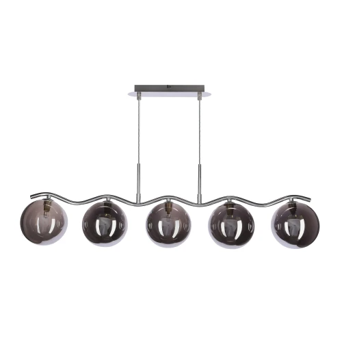 LUMOS lampa wisząca sufitowa 5x20W G9 chrom szkło grafitowe klosz 14 cm nowoczesna oprawa oświetleniowa salon jadalnia 35-44280 Candellux