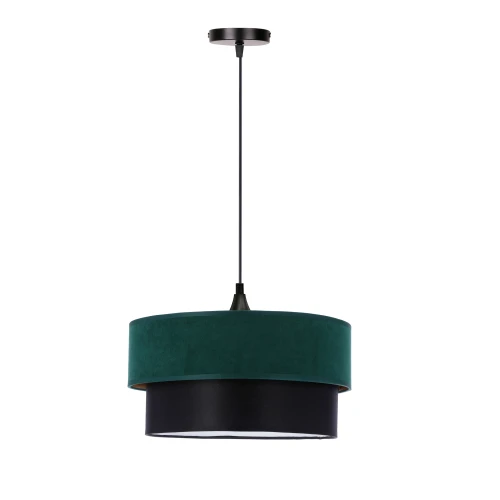 Solanto lampa wisząca czarny 1x60 e27 abażur duo 35+30 but.zieleń\złoto +czarny 31-19707 Candellux