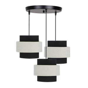 Benta lampa wisząca czarny talerz 3x40w e27 abażur czarny+kremowy 33-17833 Candellux