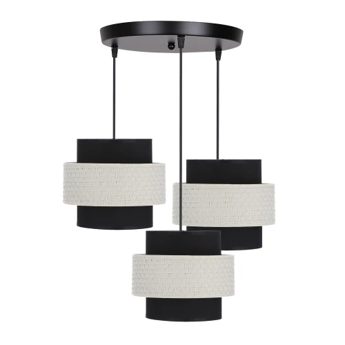 Benta lampa wisząca czarny talerz 3x40w e27 abażur czarny+kremowy 33-17833 Candellux