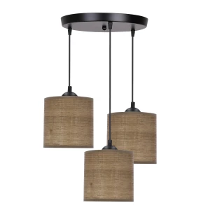 LEGNO LAMPA WISZĄCA CZARNY TALERZ 15 3X40W E27 ABAŻUR ORZECHOWY 33-18342 Candellux