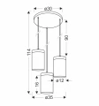 WELS LAMPA WISZĄCA TALERZ CZARNY+DREWNIANY 3X40 E27 KLOSZ DYMIONY 33-22011 Candellux