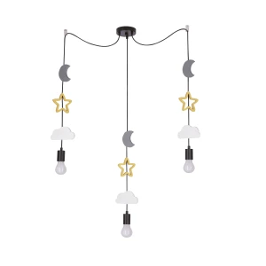 TRIO CCC P LAMPA WISZĄCA CZARNY 3X20W E27 IQ KIDS BIAŁY+ZŁOTY+SZARY 33-24435 Candellux