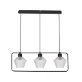NIKO LAMPA WISZĄCA CZARNY 3X40W E27 KLOSZ BEZBARWNY KARBOWANY 33-26866 Candellux
