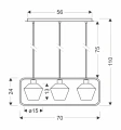 NIKO LAMPA WISZĄCA CZARNY 3X40W E27 KLOSZ BEZBARWNY KARBOWANY 33-26866 Candellux
