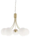 Lampa wisząca Dani 5x40W E14 mosiądz, biały klosz, elegancka oprawa sufitowa do salonu, styl klasyczny i nowoczesny, pięć punktów światła 35-47762 Candellux