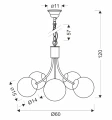 Lampa wisząca Dani 5x40W E14 mosiądz, biały klosz, elegancka oprawa sufitowa do salonu, styl klasyczny i nowoczesny, pięć punktów światła 35-47762 Candellux
