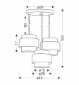 LUCCIA LAMPA WISZĄCA CZARNY TALERZ 3X40W E27 ABAŻUR BEŻOWY+GRAFITOWY 33-25470 Candellux